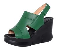 Generico Scarpe Donna Estive con Zeppa Bianchi Comoda Sandali da Donna Estivi Comodi E Alla con Un Dito Aperto,Retrò,Leggeri,da Spiaggia,per Le Vacanze,Sandali Estivi Comodi (Green,38)