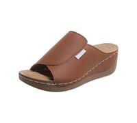 Generico Scarpe Donna Estive con Zeppa Bianchi Comodi Pantofole Casual da Donna con Punta,Tacco A Cuneo,Leggere,Staffa,Fondo Spesso Sandali Bassi Estivi Scarpe Eleganti (Khaki,36)