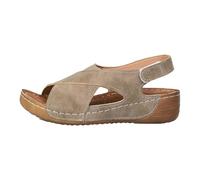 Generico Scarpe donna estive con zeppa effetto piede nudo e tessuto pelle-amico, modella la gamba per look eleganti(Cachi38)