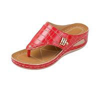Generico Scarpe Donna Estive con Zeppa Estive Neri Comodi Women's Fashion Casual Summer Style Solid Color Fish Mouth Thick Bottom Slippers Sandali Donna con Zeppa Sandalo Sportivo (Red,39)