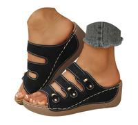 Generico Scarpe Donna Estive con Zeppa Estive Neri Eleganti Sandali da Donna Aperti In Punta con Plateau,Comodi E Casual,Perfetti Per L'Estate,Per Camminare,La Sandali (Black,39)