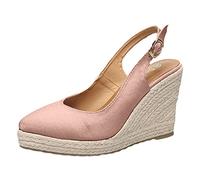 Generico Scarpe Donna Estive con Zeppa Ortopedici Eleganti Leggings da Donna in Pile Termico Spazzolato A Vita Alta Penetrazione della Pelle Staffa Trasparente Collant Sandali (Rose Gold,40)