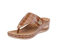 Generico Scarpe Donna Estive con Zeppa Platform Comoda Women's Fashion Casual Summer Style Solid Color Fish Mouth Thick Bottom Slippers Sandali Donna Elegante Scarpe Estive (Brown,36)