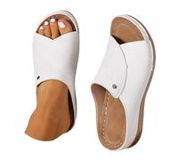 Generico Scarpe Donna Estive Eleganti Plateau Sandali Zeppa Sandali da Spiaggia Estivi da Donna Taglie Forti con Tacco A Spillo,Punta A E Cinturino Dritto,Gioiello Bassi Scarpe (White,41)