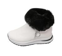 Generico Scarpe Donna Invernali Comode Eleganti,Estero Stivali Corti Alla Moda Per Le Donne In Pelle Scamosciata Con Punta Rotonda E Tacco Basso Stivali Corti Per Le Donne (White 39)