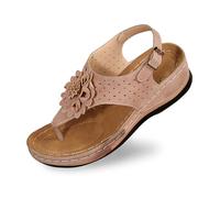 Generico Scarpe Donna Primavera, Eleganti Sandali Da Donna Con Design Infradito Per L'Uso Casual Quotidiano E Tacco Da 5 5 Cm Per L'Outdoor E Motivi Floreali Per Il Comfort Estivo