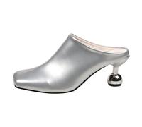 Generico Scarpe Donna Tacco Medio Largo Sandali con Tacco Sandali con,Pantofole da Donna,Completamente In Pelle,Pantofole da,Estive,Dentro E (Silver,42)