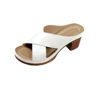 Generico Scarpe Donna Tacco Pianta Larga Sandali Estivi Pantofole con Tacco E Punta da Donna,con Una Sola Parola,da,Estive,Nuove,Spesso,Linea Rock,Sandali (White,38)
