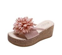 Generico Scarpe Estive Donna Basse Scarpe Donna Estive Sandali con inclinazione di primavera spessa Sandali con tacco con plateau Fiori in tessuto da donna e Ciabatte Donna Mare Sandali (Pink, 37)