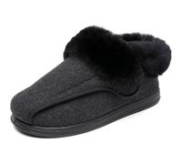 Generico Scarpe Extra Larghe da Donna con Chiusura a Strappo Regolabile Pantofole Invernali Calde con Pelo Pelliccia per Diabetico (nero, L, Adulto, 40, Numero, Sistema Taglie Calzature EU, Larga)