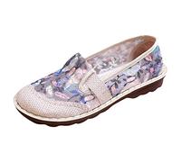 Generico Scarpe Ginnastica Donna Bianche Pianta Larga Estate Donna Scarpe Casual Fondo Piatto Morbido Antiscivolo Punta Slip on Tessuto Traspirante Stile Casual Bambina Mocassini Donna (Blue, 41)