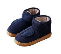 Generico Scarpe Gonfie For Diabetici Con Gancio Superiore Regolabile Pantofole Invernali Calde E Larghe Con Stivali Foderati In Peluche Con Suola Oxford Antiscivolo(Navy Blue,37-38)