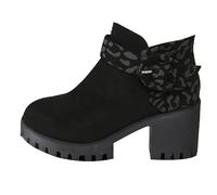 Generico Scarpe Stivali Eleganti, Tronchetti Invernali Morbidi con Tacco, Comoda Stivaletti Corti Vintage Motociclista Casual Elasticizzati Donna Curvy