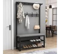 Generico Scarpiera Estraibile Girevole e impilabile con ripiano Verticale Regolabile, Appendiabiti con Panca Porta Scarpe, Altezza 170 cm, Ideale per corridoio o Soggiorno.