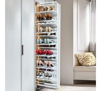 Generico Scarpiera Estraibile Girevole e impilabile, mobiletto portaoggetti Verticale, Organizer per Scarpe Regolabile, scarpiera in bambù, scarpiera a Torre, Organizer per Scarpe da Ingresso, scarpi