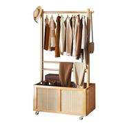 Generico Scarpiera Estraibile Girevole e impilabile, mobiletto portaoggetti Verticale Regolabile, Elegante Appendiabiti autoportante in Legno massello - bambù, Contenitore per Abiti per Camera da Let