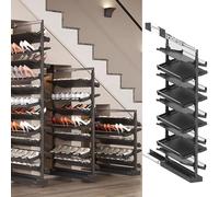 Generico Scarpiera Estraibile Girevole e impilabile, mobiletto portaoggetti Verticale Regolabile, Organizer per Scarpe Regolabile - scaffale in Metallo impilabile per Armadio, Soluzione di stoccaggio