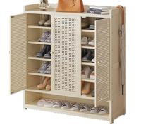 Generico Scarpiera Moderna in bambù Ultra Sottile - 8 Ripiani, capiente, Elegante Finitura Bianca, Perfetta per l'organizzazione di ingressi e corridoi, Design Durevole e salvaspazio