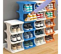 Generico Scarpiera Salvaspazio Slim Scarpiera Plastica Scaffale Portascarpe da Ingresso a 5 6 7 8 9 Livelli Facile da Montare per Soggiorno, Camera da Letto, Corridoio Bianca Arancione(Blue,4-Tier)