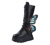 Generico Scarponcini Donna Invernali Stivali Donna Antiscivolo Stivaletti Con Lacci Comodi Eleganti Stivaletto Leggero Antivento Robusti Versatili Stivali Pioggia Autunno Stivaletti Con Tacco Nero 36