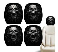 Generico Scary Headrest Covers 4 Pieces Elastic Skeleton Print Protector
