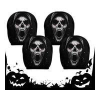 Generico Scary Headrest Covers 4 Pieces Elastic Skeleton Print Protector