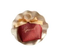 Generico Scatola di caramelle per matrimonio 50 pezzi di scatole carta, borse, multicolori, anelli legno, nastri, caramelle, for feste compleanno e matrimonio(RED)