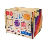 Generico Scatola per Filati in Legno | Custodia con Stampe Colorate E Maniglie - Organizzatore Filati da Uncinetto Manuale - per Casa Dormitorio Stanza Creativa Principianti Professionisti Donne
