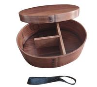 Generico Scatola Per Pranzo Giapponese - Antigoccia Divisore Con Cinturino Elastico, Scatola In Legno | Porta Pranzo Tradizionale Per Alimenti Scuola, Adulti, Bambini Piccoli, Viaggio E Sushi