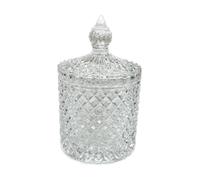 Generico Scatola VETRO DIAMANTATO TRASPARENTE | varie misure | PORTACONFETTI VASO BARATTOLO CONFETTATA CARAMELLE BON BON BISCOTTIERA ALLESTIMENTO FESTA (14x8,5 cm)