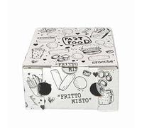 Generico Scatole da asporto fritti e panini misure 15x15x7 Colore bianco Colore avano Stampe Confezioni da 100 pezzi