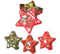 Generico Scatole Di Latta Natalizie,4 Pezzi Contenitore A Forma Di Pentagramma,Grande Lattina Snack Natalizia Riutilizzabile - per Cioccolatini Caramelle Imballaggio Cibo Capodanno Halloween Festa