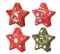Generico Scatole Di Latta Natalizie - 4 Pezzi Contenitore Pentagramma - Grande Lattina Snack Natalizia Riutilizzabile | per Cioccolatini Caramelle Imballaggio Cibo Capodanno Halloween Festa