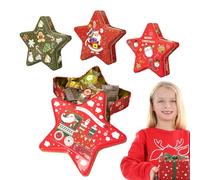 Generico Scatole Di Latta Natalizie | 4 Pezzi Contenitore Pentagramma - Grande Lattina Snack Natalizia Riutilizzabile | Per Dessert Capodanno Halloween Festa Cottura San Festa Della Mamma