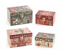 Generico Scatole di Natale in Legno Foderato con Chiusura a Gancio in Set da Due Pezzi, Set 2 Pezzi, Grande: cm 20 x 14 x 12 H, addobbi di Natale, Decorazione per la casa, Idea Regalo