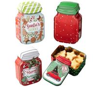 Generico Scatole In Latta Per Il Natale - Contenitori da 4 Pezzi con Coperchio | Scatola Di Natale,Per Imballaggio Dolciumi, Festività, Omaggi, Calze Natalizie, Portaoggetti