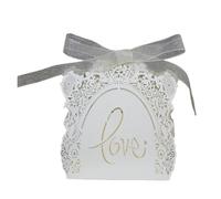 Generico scatoline portaconfetti Matrimonio 50 Pezzi di scatole di Caramelle a Forma di Rosa Cava, con cioccolatini, Carine e romantiche, con Nastro for la Festa di Compleanno.(Ivory)