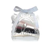 Generico scatoline portaconfetti Matrimonio 50 Pezzi di scatole di Caramelle a Forma di Rosa Cava, con cioccolatini, Carine e romantiche, con Nastro for la Festa di Compleanno.(Silver)
