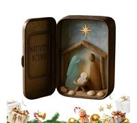 Generico Scène Nativité - Maison Bois Flotté Verre de Mer | Ornement religieux décoratif | Idéal pour Bureau, École, Église, Étagère, Table, Voyage, Fête | Cadeau spirituel chrétien Noël