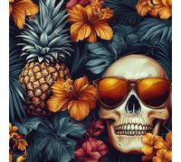 Generico Scheletro Fiori Carta da Parati Rimovibile Ananas Piante Autoadesiva Impermeabile Ispessita Opaco Pellicola Adesivo Mobilia Decorativo Rullo Sticker per Cucina Camera da Letto Bagno 0.52x3 m