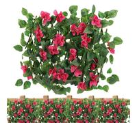 Generico Schermo Privacy Estensibile,Decorativo con Foglie Artificiali di Finto e Petunia - Schermo Verde per Privacy - per Patio Giardino Balcone Prato Aiuola Muro