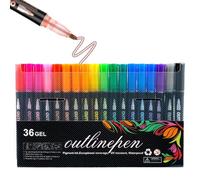 Generico Schimmermarker -Konturstifte | Schimmermarker-Set, 5,31 Zoll Doppellinien-Umrissstifte,Selbstkonturmarker Für Glitzer-Doodle-Zeichnung, Scrapbooking, Journaling, Grußkarten, Kunsthandwerk