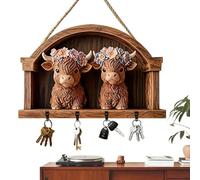 Generico Schlüsselhalter Wandmontage | Rind Holz Garderobe - Dekorative Haken für die Wand | Flur Eingang Wohnzimmer Türöffnung Badezimmer Eingangsbereich Eingang Wohnzimmer Haustür Garage