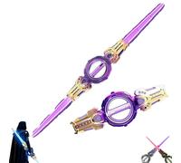Generico Sciabola con Spada Illuminata, Spada Laser A Doppio Taglio con Spada Laser con Luci A LED, Telescopica A Doppia Testa for Le Feste(Purple Gold)