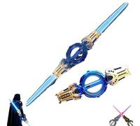 Generico Sciabola con Spada Illuminata, Spada Laser A Doppio Taglio con Spada Laser con Luci A LED, Telescopica A Doppia Testa for Le Feste(Blue Gold)