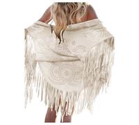 Generico Scialle Donna Invernale, Mantella Donna Lana Caldo Elegante con Frange Righe Sciarpa Elegante Maglione Poncho Mantelle con Frange Scialle para Otoño E Invierno