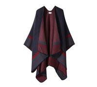 Generico Scialle Elegante Donna Invernale, Mantella Donna Invernale Motivo a Quadri Blocchi di Colore Frontale Aperto Cardigan Coperta Scialle Elegante Maglione Poncho Caldo para Otoño E Invierno