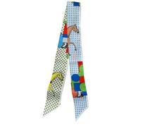 Generico Sciarpa a pois francesi da donna, con nastro in seta e fascia per il collo 5x90 cm(Gold)