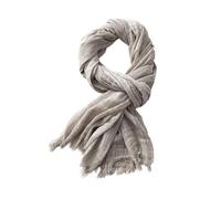 Generico Sciarpa a righe in cotone e lino, adatta for uomo donna, morbida calda, foulard corto con nappe, accessori, sciarpe scialli(Khaki)