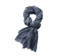 Generico Sciarpa a righe in cotone e lino, adatta for uomo donna, morbida calda, foulard corto con nappe, accessori, sciarpe scialli(Navy blue)